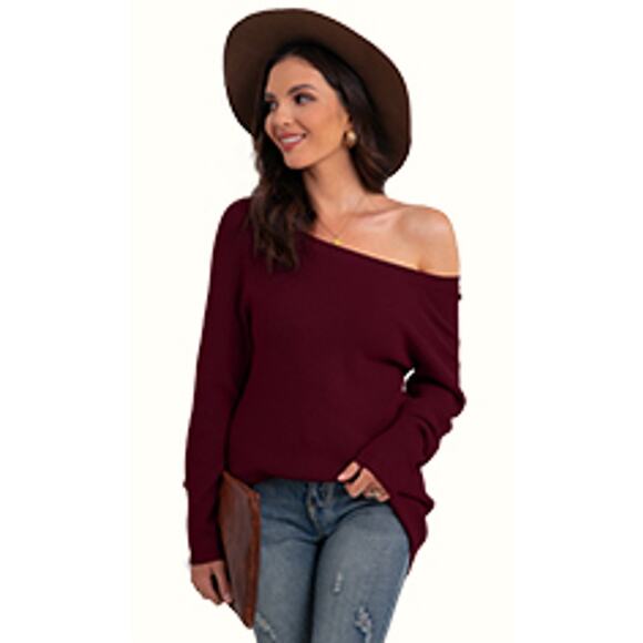 Long Sleeve Boat Neck Criss Cross Back Sweater Wine Red NWT Size M - Picture 2 of 8